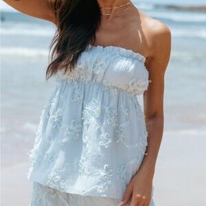 Petal and Pup Robin Strapless Top Pale Blue Small NWT IN PACKAGE